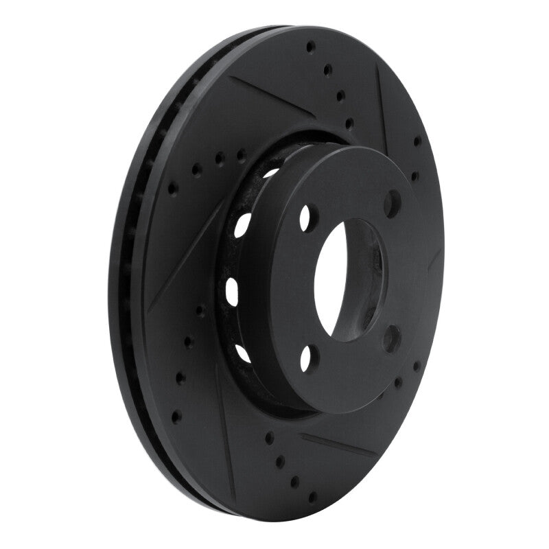 R1 90-98 Audi Cabriolet Front Right Drilled & Slotted Black Brake Rotor