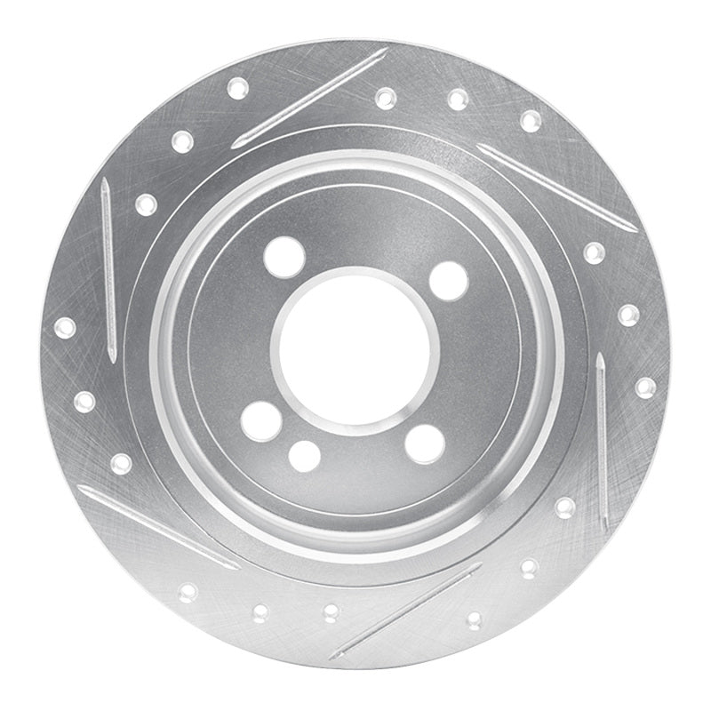 R1 02-15 Mini Cooper Clubman Rear Right Drilled & Slotted Silver Brake Rotor