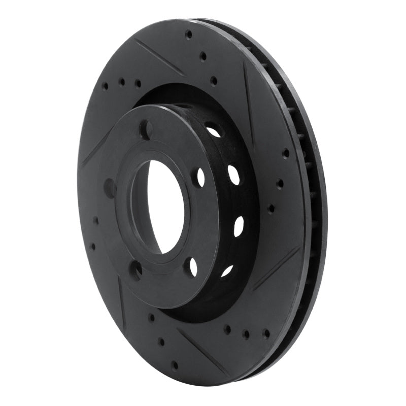 R1 00-03 Audi A8 Rear Right Drilled & Slotted Black Brake Rotor