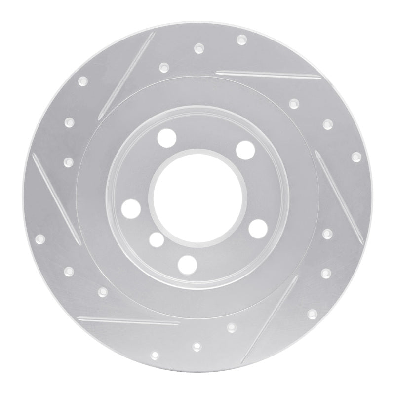 R1 13-16 Mini Cooper Countryman Rear Right Drilled & Slotted Silver Brake Rotor