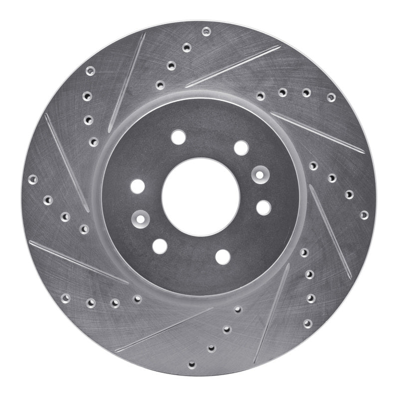 DFC 09-10 Kia Borrego Front Left Drilled & Slotted Silver Brake Rotor
