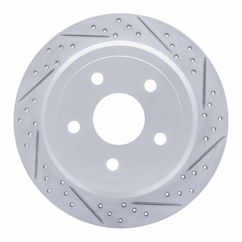 R1 07-18 Jeep Wrangler Rear Right Drilled & Slotted Geo-Carbon Rotor