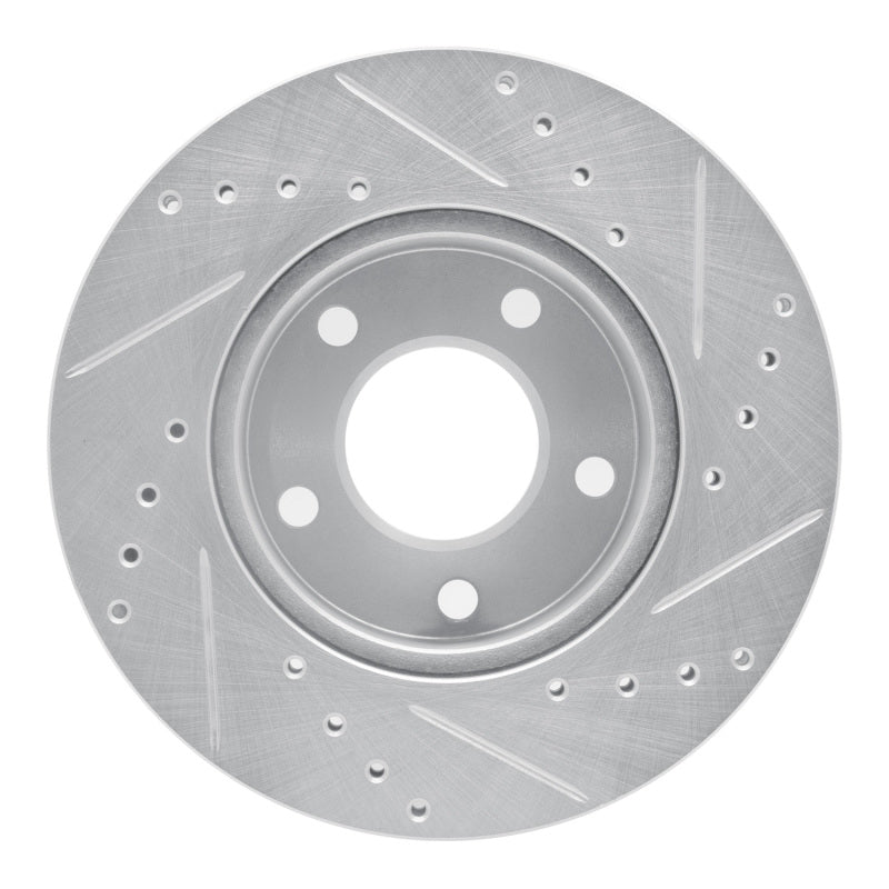 R1 75-80 Ford Granada Left Rear Drilled & Slotted Silver Brake Rotor