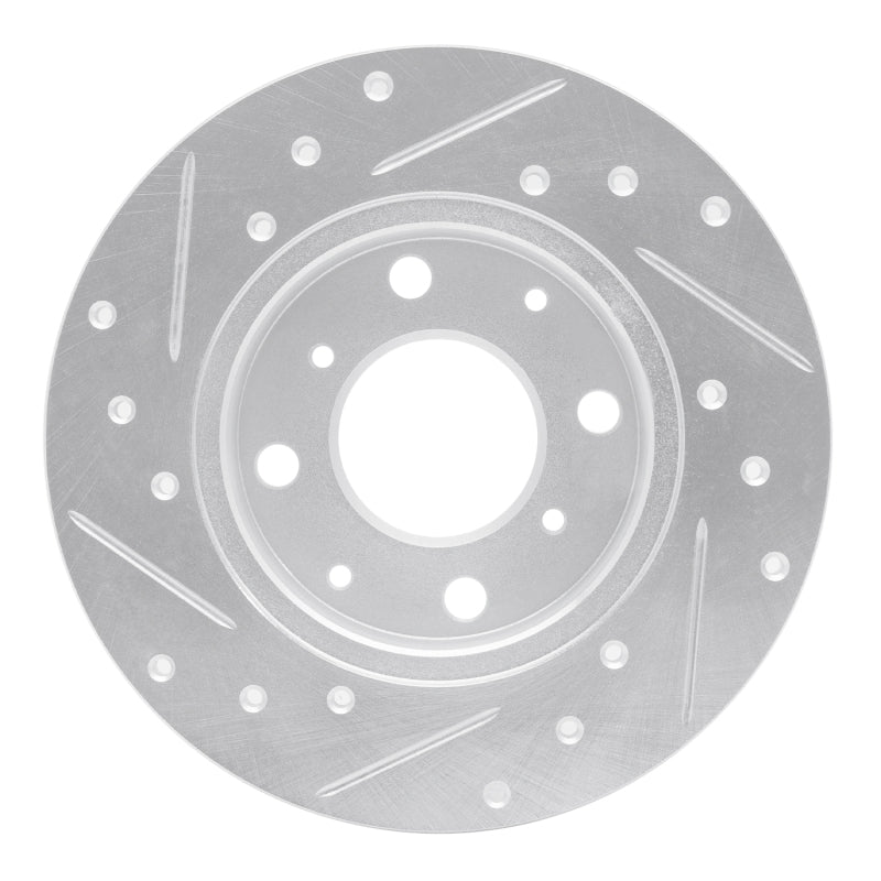 DFC 84-87 Honda Civic Front Right Drilled & Slotted Silver Brake Rotor