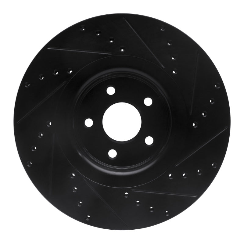 R1 14-18 Ford Focus ST Front Left Drilled & Slotted Black Brake Rotor