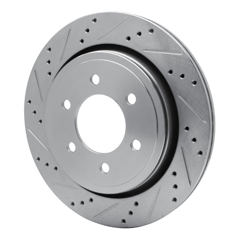 R1 15-17 Ford F-150 4WD Rear Left Drilled & Slotted Silver Brake Rotor