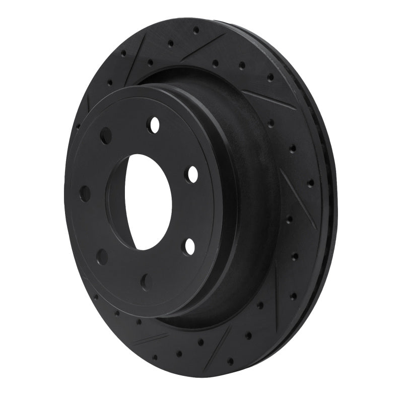 R1 12-14 Ford F-150 4WD Rear Left Drilled & Slotted Black Brake Rotor