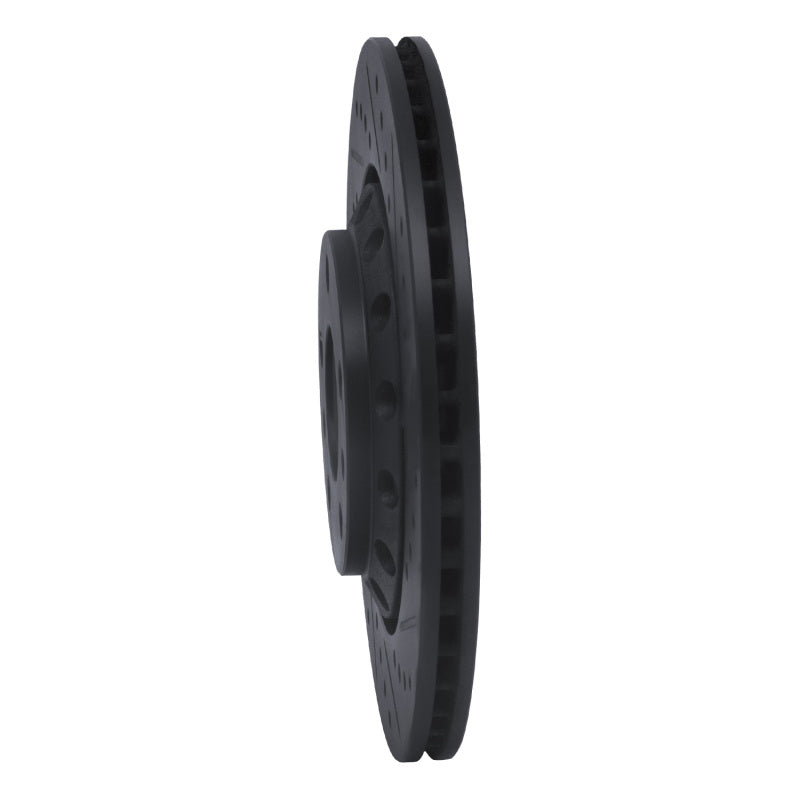 R1 04-10 Audi A8 Rear Right Drilled & Slotted Black Brake Rotor