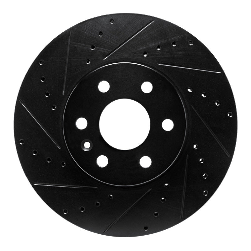 R1 21-22 Chevrolet Colorado Front Left Drilled & Slotted Black Brake Rotor