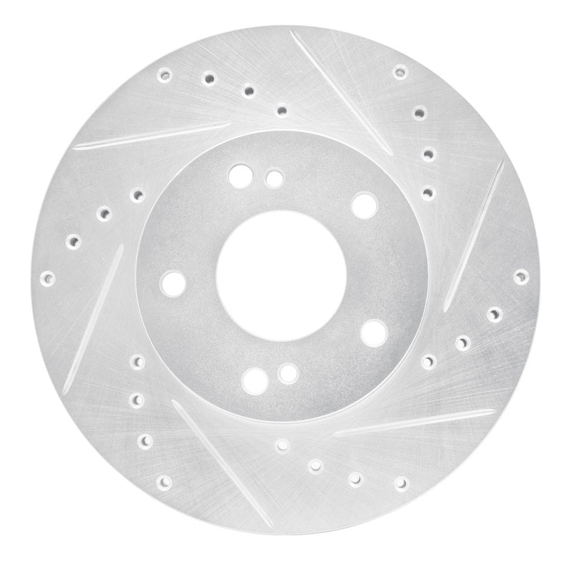 R1 89-90 Nissan 300ZX Front Right Drilled & Slotted Silver Brake Rotor