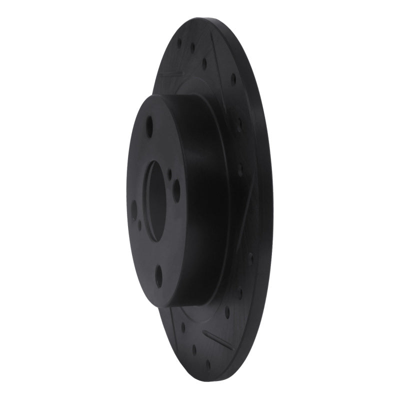 R1 87-92 Chevrolet Nova Rear Right Drilled & Slotted Black Brake Rotor