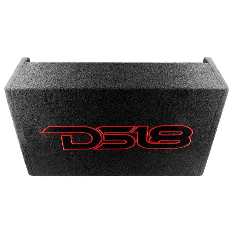 DS18 Single 10in Shallow Subwoofer and Enclosure 300 Watts RMS Downfiring Sealed Black Carpet