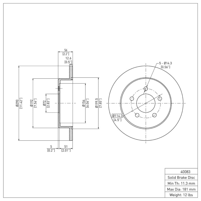 R1 97-07 Chrysler Town & Country Rear Brake Rotor