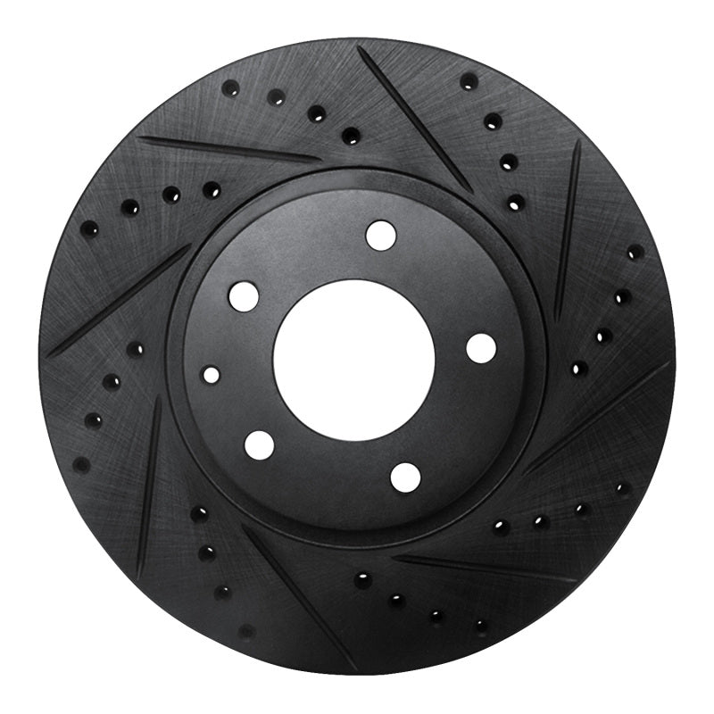 R1 01-02 Mazda Millenia Front Right Drilled & Slotted Black Brake Rotor