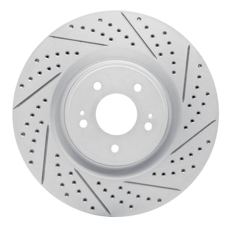 R1 08-15 Mitsubishi Lancer Front Right Drilled & Slotted Geo-Carbon Rotor