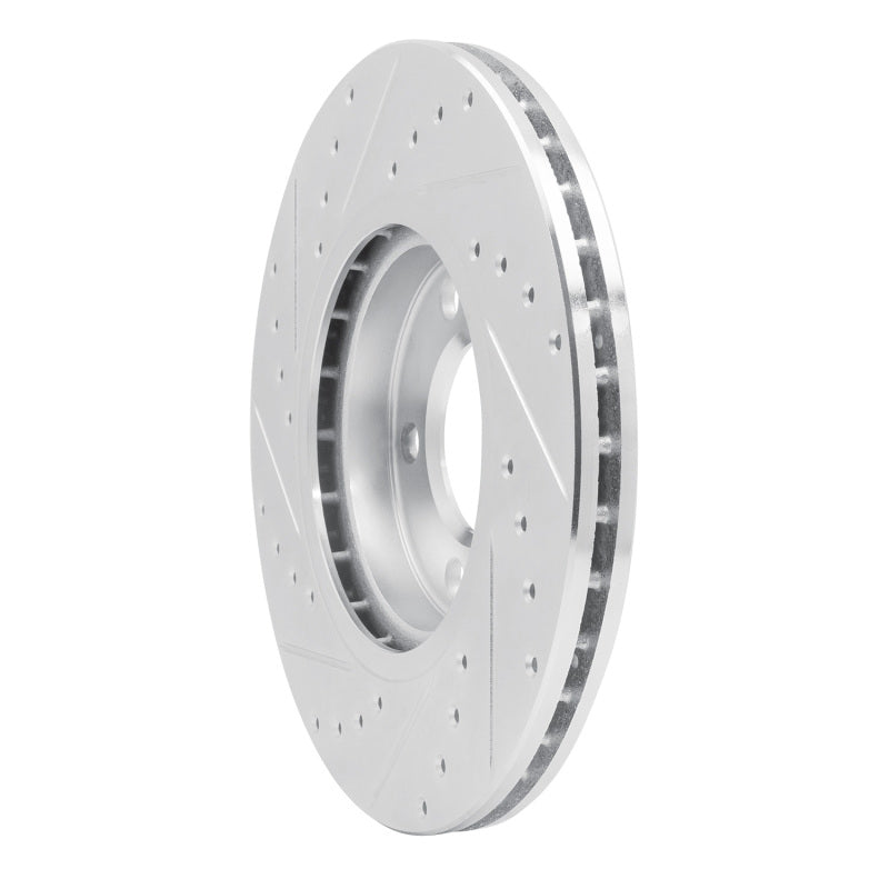 R1 11-16 Mini Cooper Countryman Front Right Drilled & Slotted Silver Brake Rotor