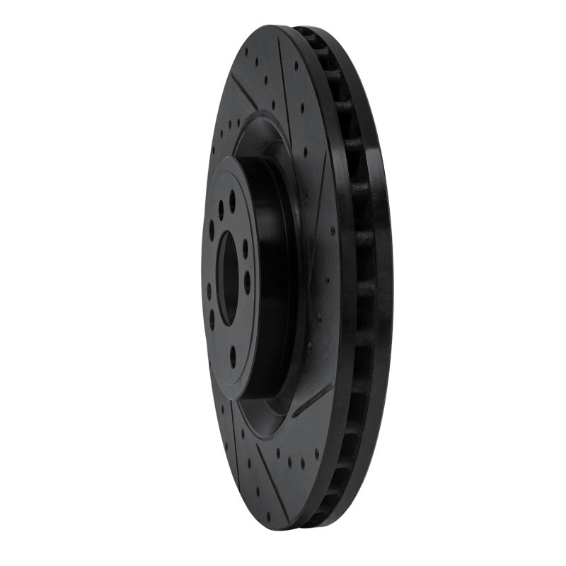 R1 13-19 Mercedes-Benz GLS350 Front Right Drilled & Slotted Black Brake Rotor