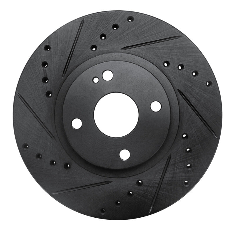 R1 01-05 Mazda Miata Front Left Drilled & Slotted Black Brake Rotor