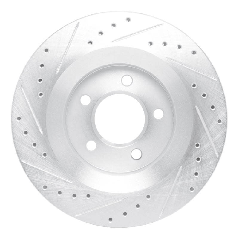 R1 99-04 Chrysler 300M Front Right Drilled & Slotted Silver Brake Rotor