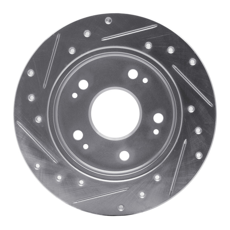 R1 06-15 Honda Civic Si Rear Right Drilled & Slotted Silver Brake Rotor