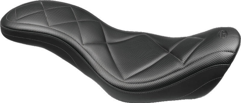 Mustang 14-17 Harley Fat Bob Super Tripper 1PC Seat Carbon - Black