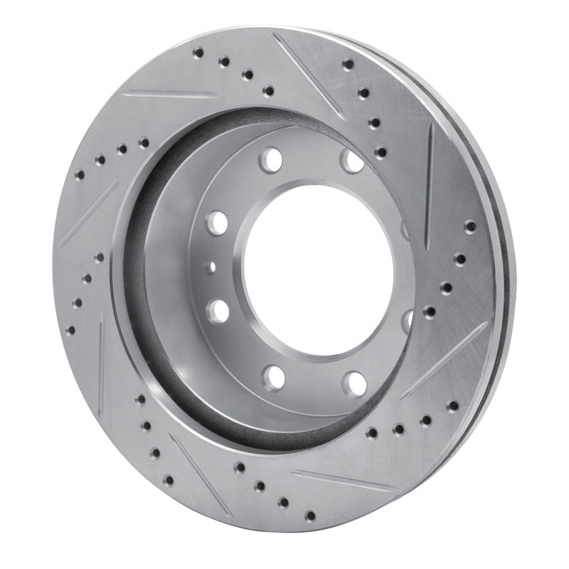 R1 85-89 Chevrolet P30 Front Left Drilled & Slotted Silver Brake Rotor