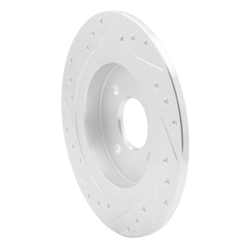R1 02-04 Ford Focus Rear Right Drilled & Slotted Silver Brake Rotor