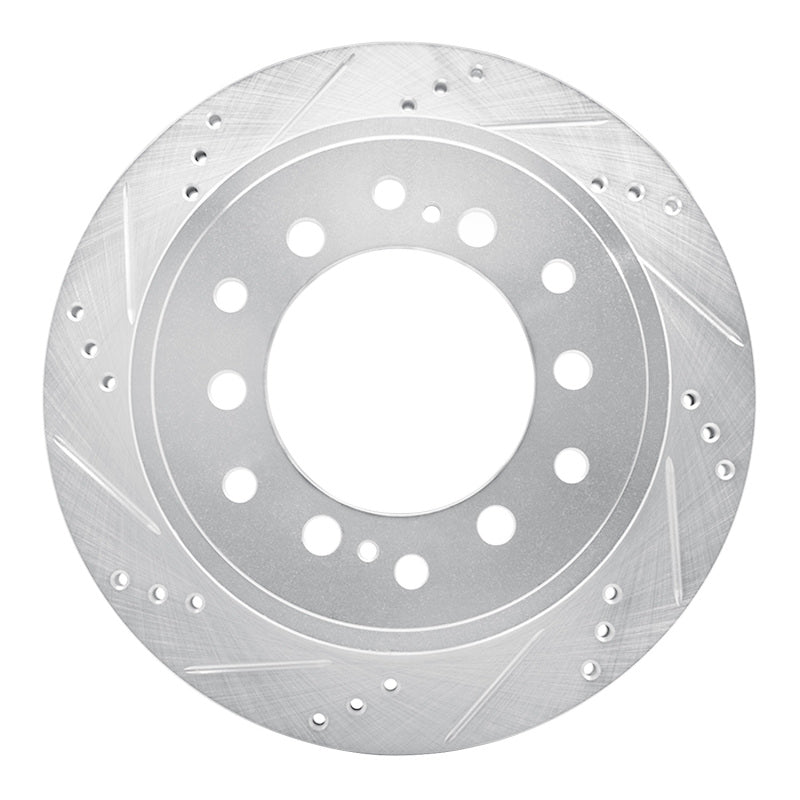 R1 10-24 Lexus GX460 Rear Left Drilled & Slotted Silver Brake Rotor