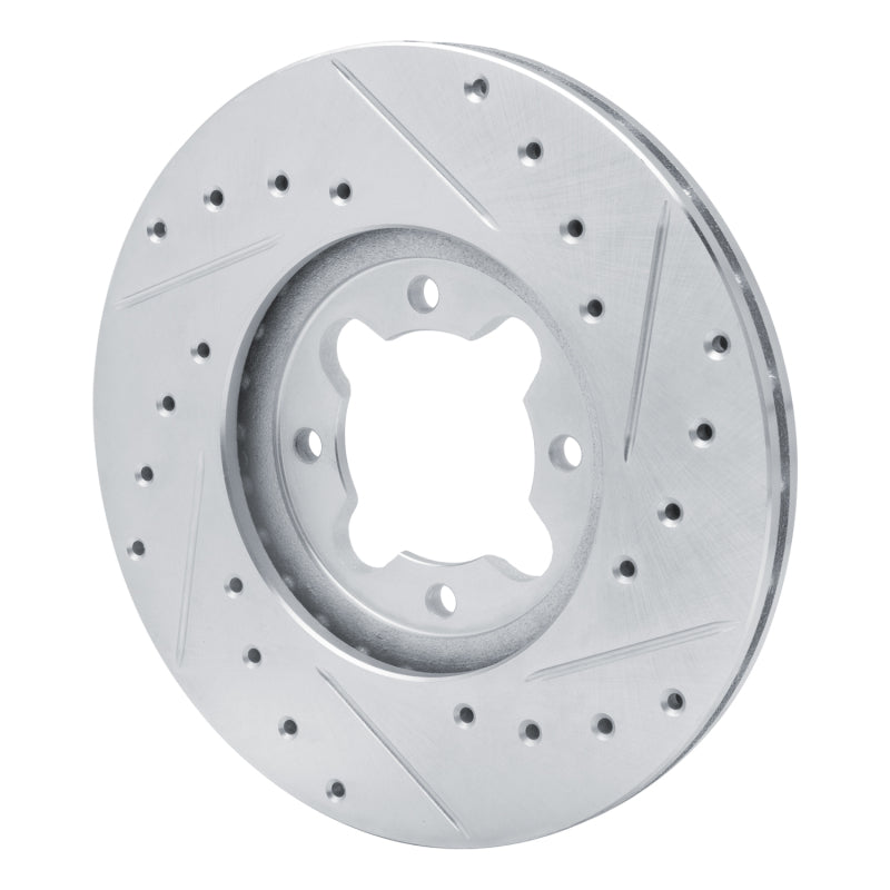 R1 82-85 Toyota Celica Front Left Drilled & Slotted Silver Brake Rotor