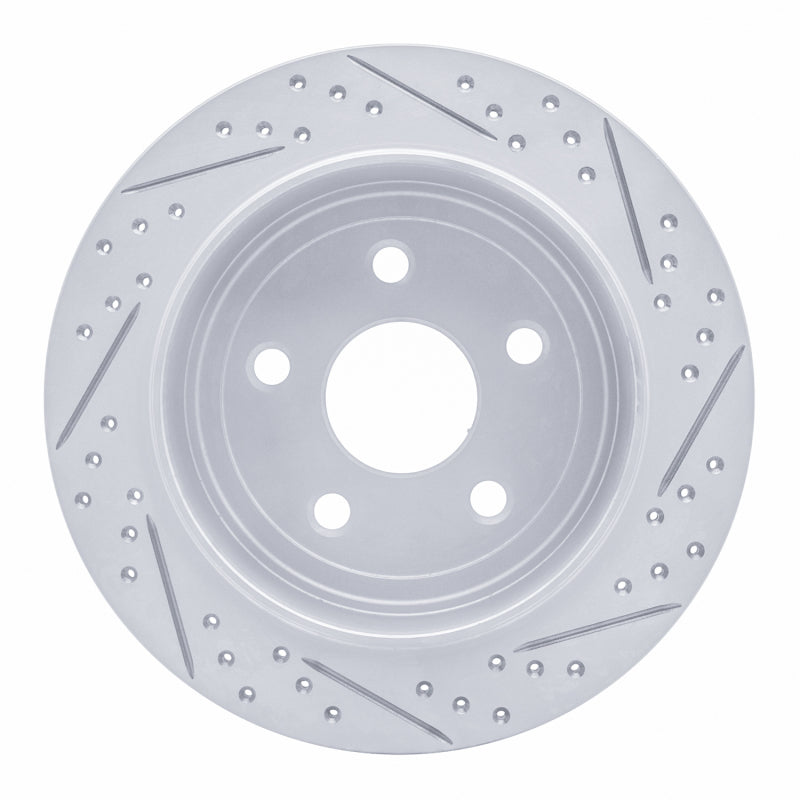R1 07-18 Jeep Wrangler Rear Left Drilled & Slotted Geo-Carbon Rotor