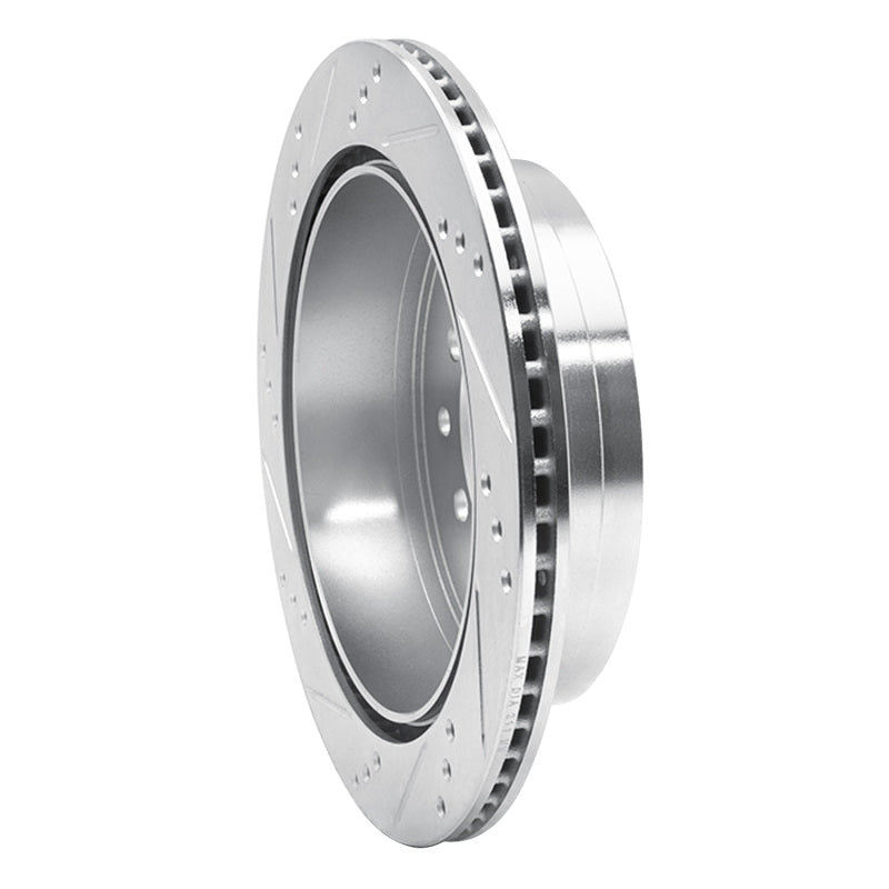R1 10-24 Lexus GX460 Rear Right Drilled & Slotted Silver Brake Rotor