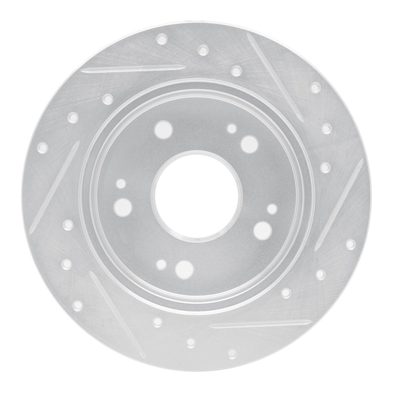 R1 06-15 Honda Civic Si Rear Left Drilled & Slotted Silver Brake Rotor