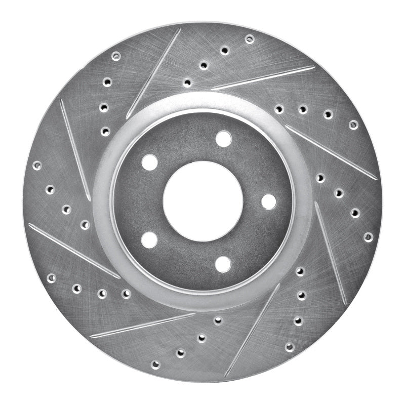 R1 07-17 Nissan Juke Front Left Drilled & Slotted Silver Brake Rotor