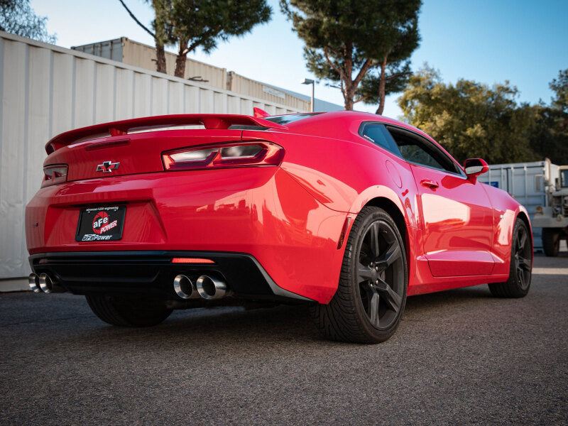 aFe POWER MACH Force-Xp 3in Axle-Back Exhaust 16-20 Chevy Camaro SS V8 6.2L w/o Mufflers - Polished