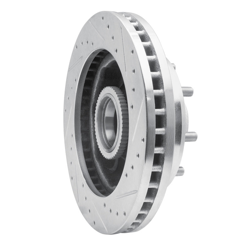R1 01-02 Chevrolet Express 3500 Front Left Drilled & Slotted Silver Brake Rotor