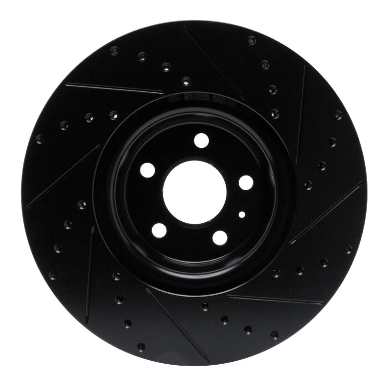 R1 2018-2025 Audi S5 Sportback Front Left Drilled & Slotted Black Brake Rotor