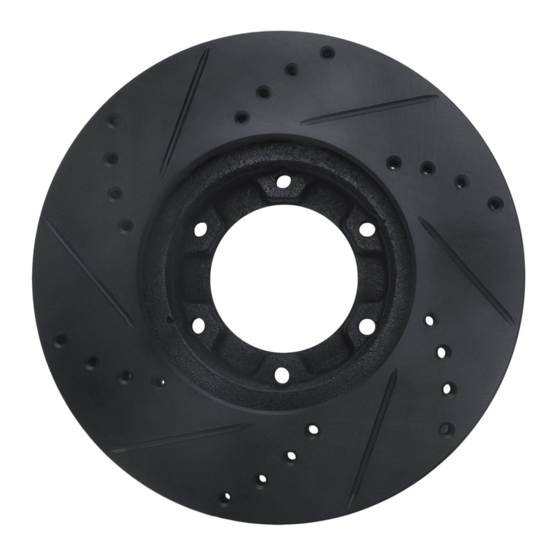 R1 89-93 Toyota Pickup Front Right Drilled & Slotted Black Brake Rotor
