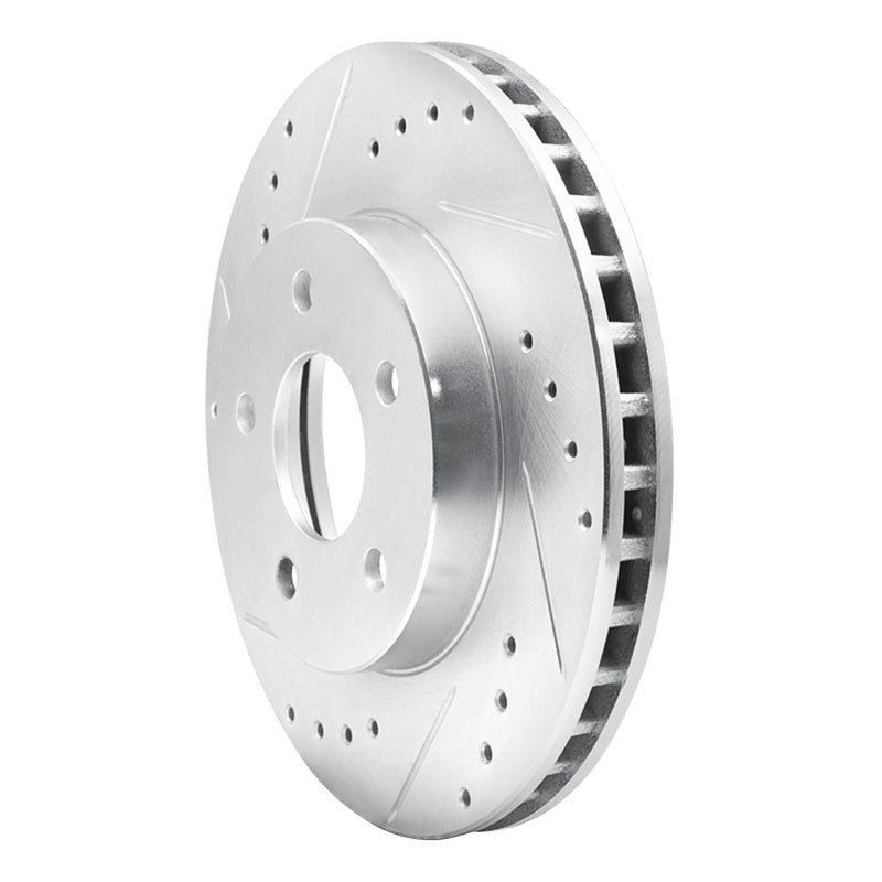 R1 89-90 Ford Thunderbird Front Left Drilled & Slotted Silver Brake Rotor