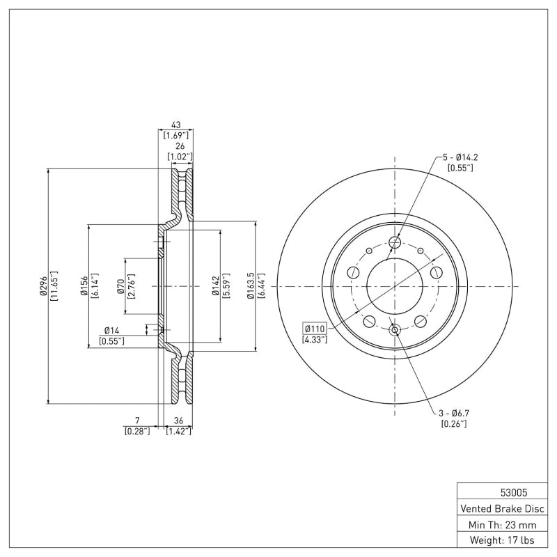 R1 06-10 Pontiac Solstice Front Brake Rotor