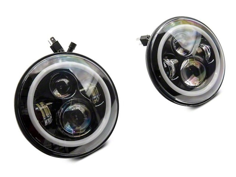 Raxiom 97-18 Jeep Wrangler TJ/JK Axial 7-Inch LED Headlights w/RGB Halo- Black Housing (Clear Lens)