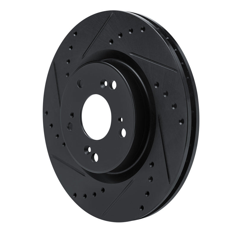 R1 12-16 Honda CR-V Front Left Drilled & Slotted Black Brake Rotor