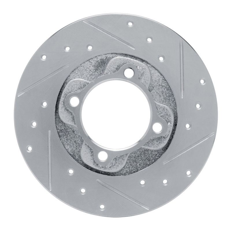 R1 81-85 Mazda GLC Front Right Drilled & Slotted Silver Brake Rotor