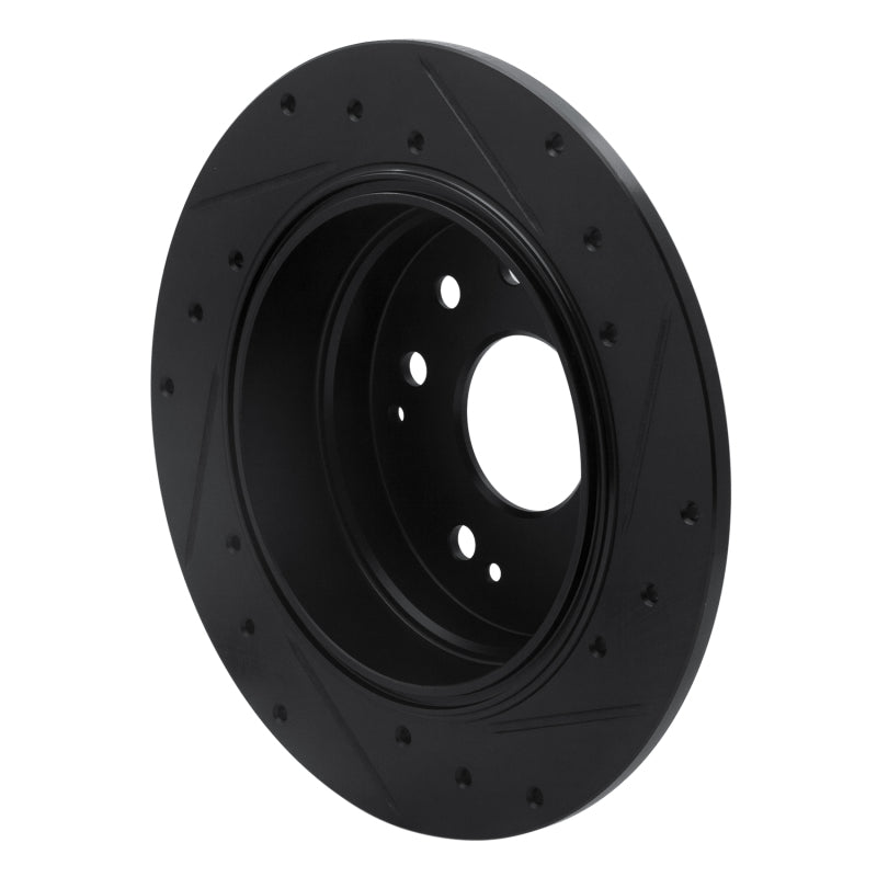 R1 01-03 Acura CL Rear Left Drilled & Slotted Black Brake Rotor