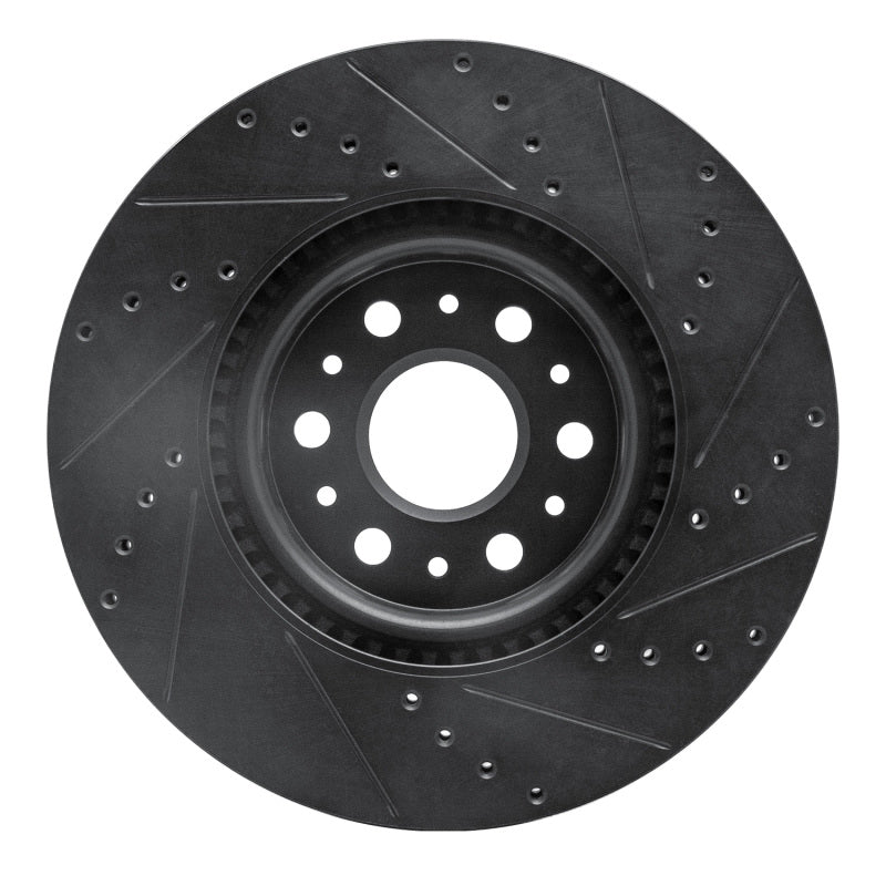 R1 2017-2025 Buick Enclave Front Left Drilled & Slotted Black Brake Rotor