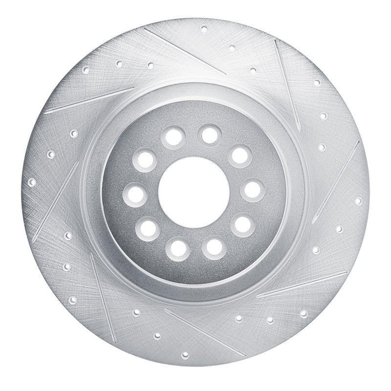 R1 03-05 Jaguar S-Type Rear Right Drilled & Slotted Silver Brake Rotor
