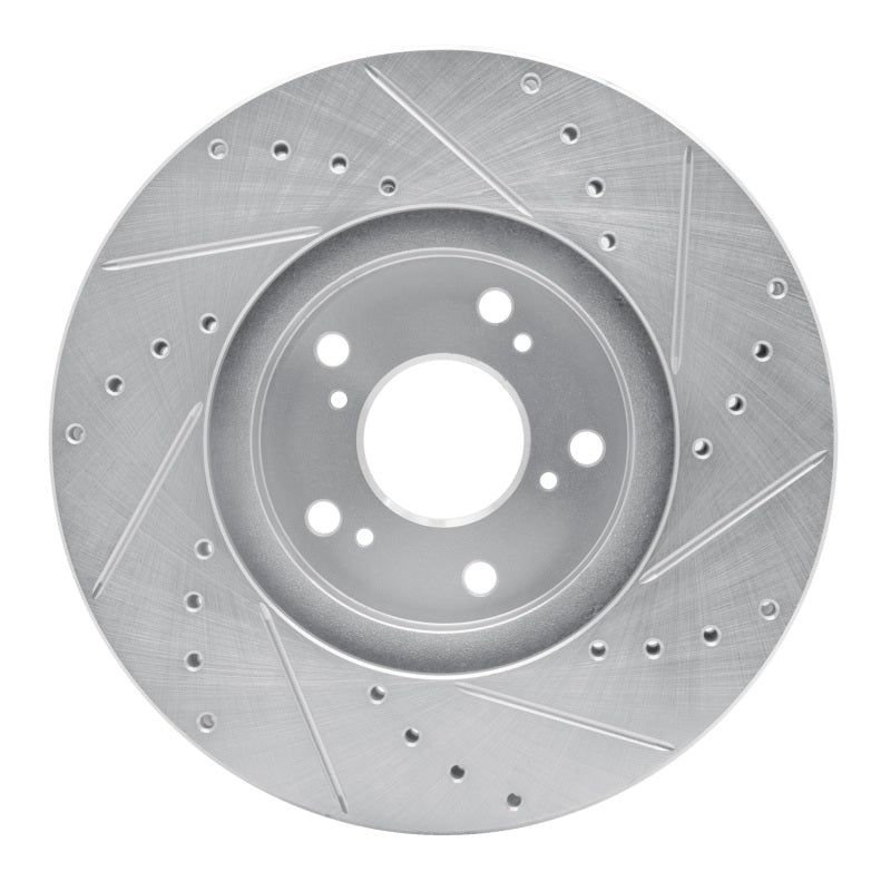 R1 99-14 Acura TSX Front Left Drilled & Slotted Silver Brake Rotor