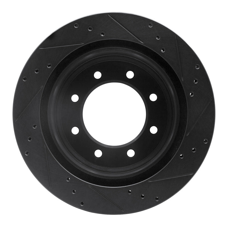 R1 12-21 Nissan NV1500 Rear Left Drilled & Slotted Black Brake Rotor