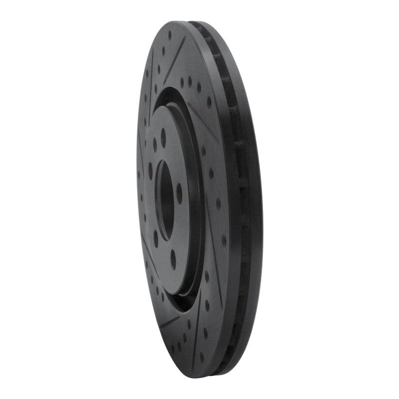 R1 92-95 Volkswagen Jetta Sedan Front Left Drilled & Slotted Black Brake Rotor