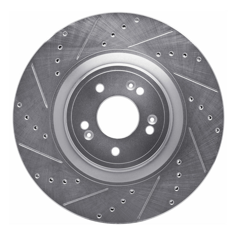 DFC 18-20 Genesis G80 Front Left Drilled & Slotted Silver Brake Rotor