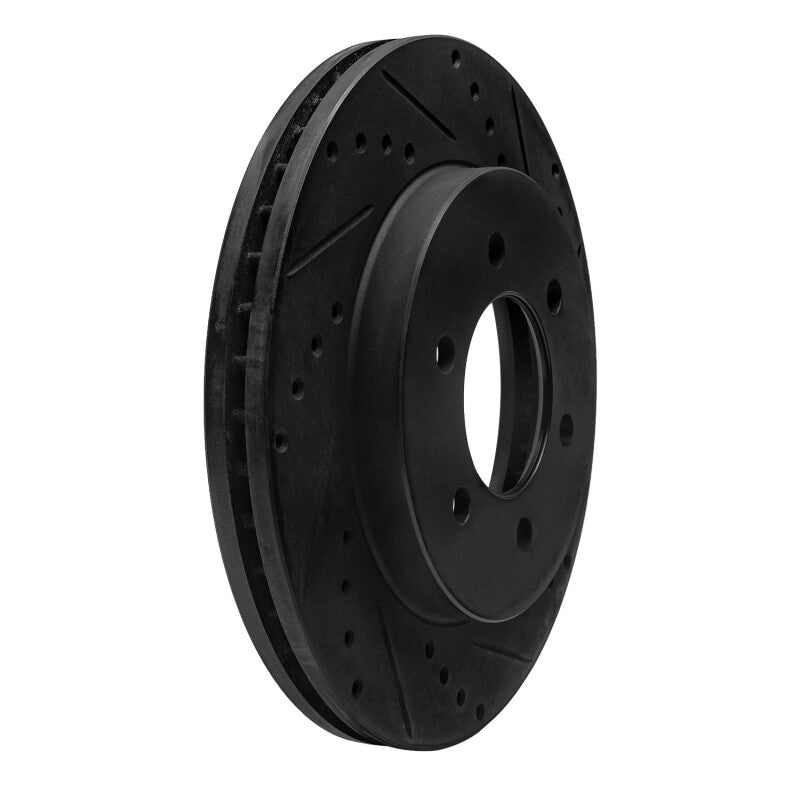 R1 99-07 Ford E-350 Econoline Club Wagon Rear Right Drilled & Slotted Black Brake Rotor